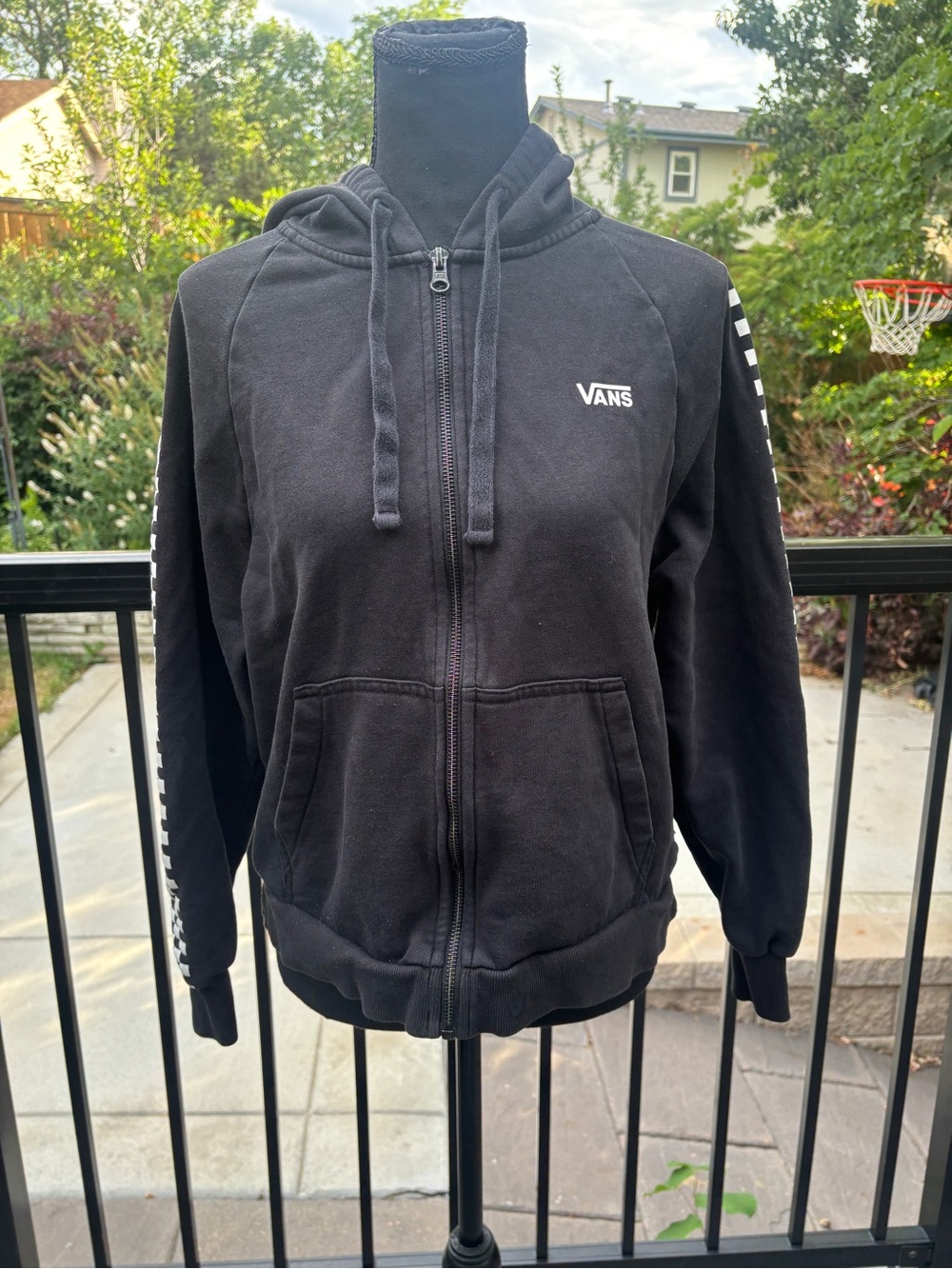 Vans Black Checker Stripe Zip Hoodie